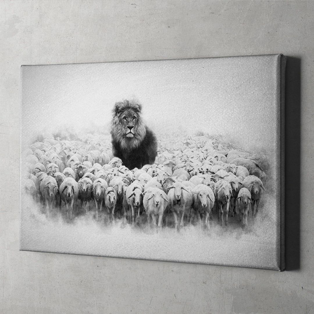 LION AMONGST SHEEP Canvas Art Everyday Motivation