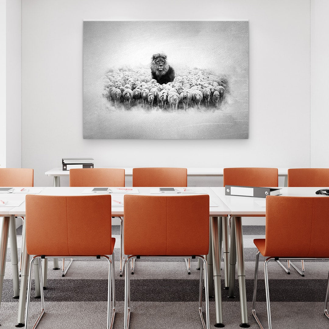 LION AMONGST SHEEP Canvas Art Everyday Motivation